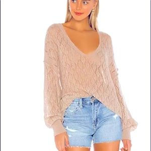 Free People Say Hello Oversized TunicSweater Taupe